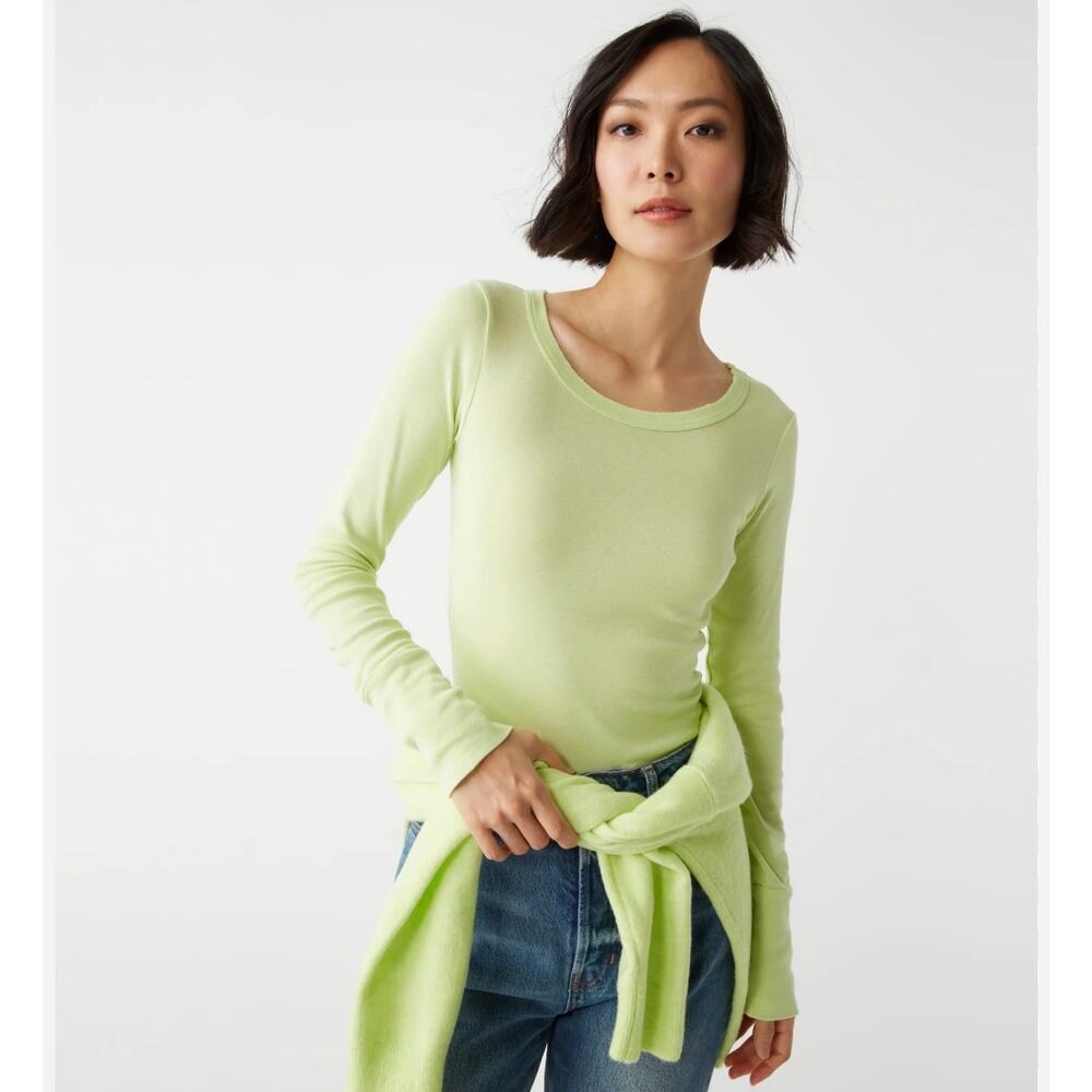 Michael Stars Nori Crew Neck Tee Dewdrop Green Long Sleeve NWT Small